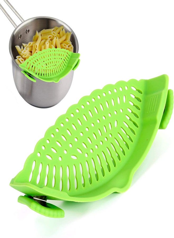 BeFunky Snap N Strain Pot Strainer and Pasta Strainer - Adjustable Silicone Clip On Strainer for Pots, Pans, and Bowls (Green) 9 x 3 x 2.2 inches - Image 1